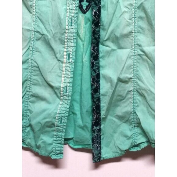 Roar Western Shirt Womens Sz L Slim Embroidered Rhinestones Cowgirl green black - Picture 4 of 12